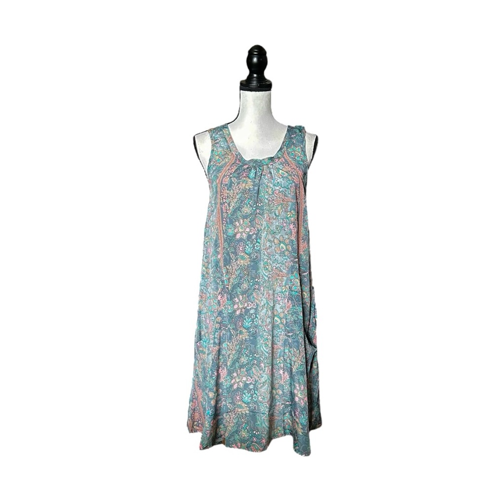 Karma Highway Paisley Floral Boho Tie-Back Dress w/ Pockets Sleeveless One Size